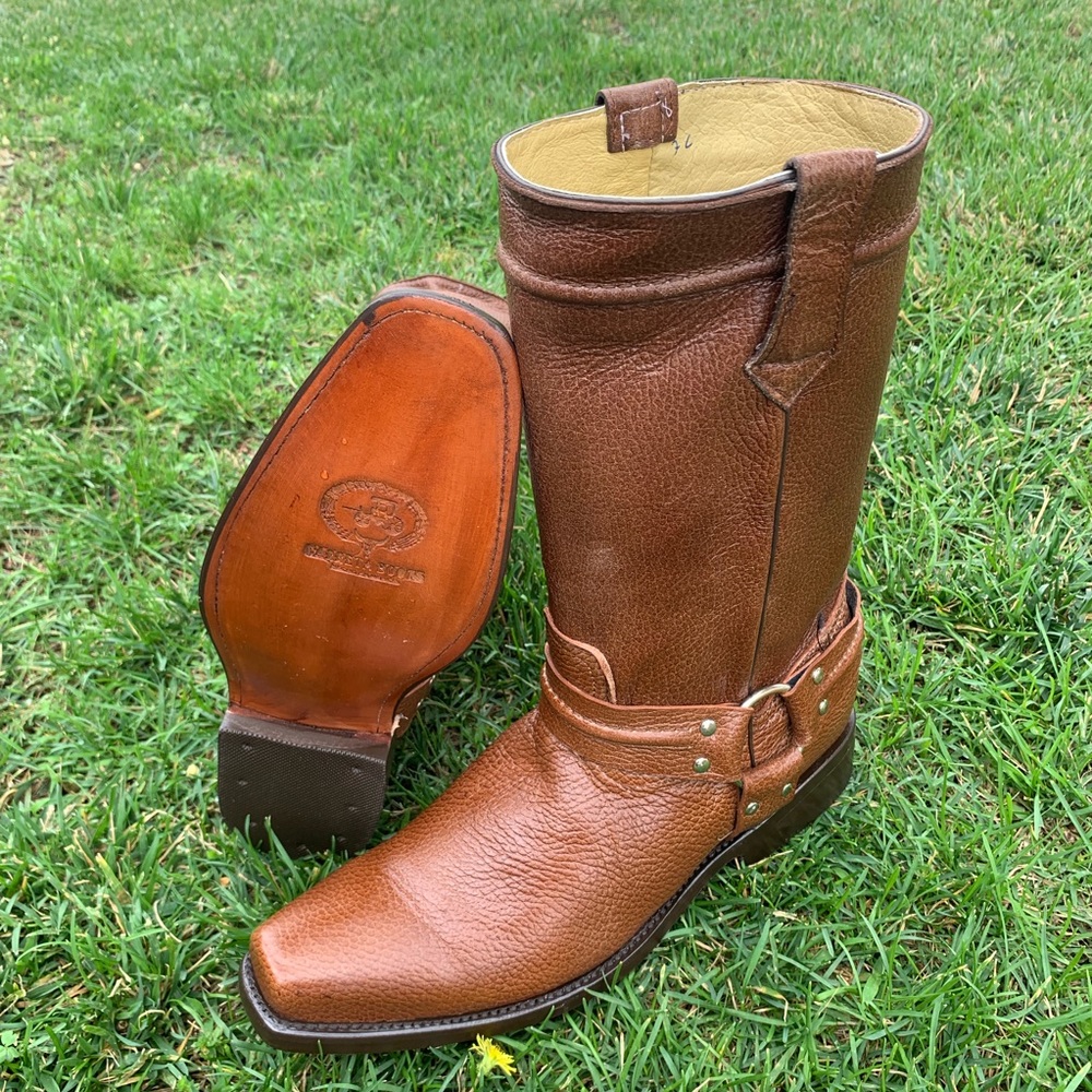 Men’s Genuine Leather Cowboy/Biker Boots - Picture 6 of 6